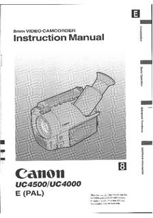 Canon UC 4000 manual. Camera Instructions.